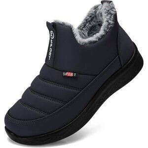 Women’s 03 Grey  Winter Snow Boots Fur Lined Waterproof Insulated Slip On Shoes